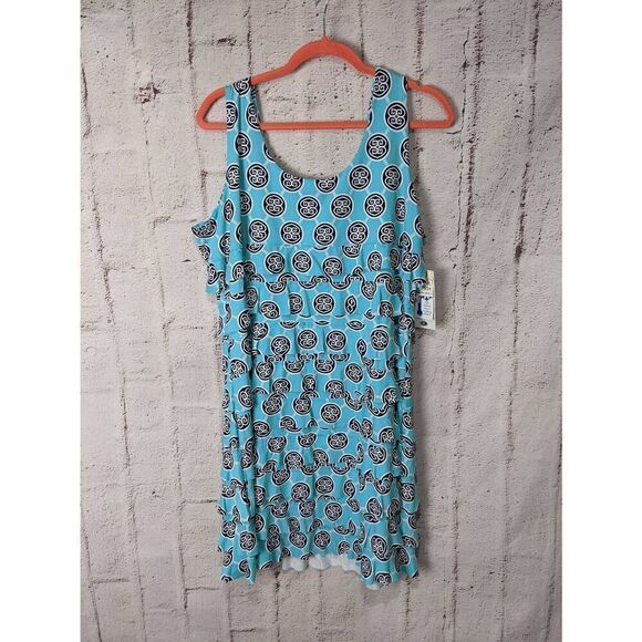Lulu-B Women's Light Blue Geometric Print Tank Layered Dress Cooling Material Si - Picture 1 of 8